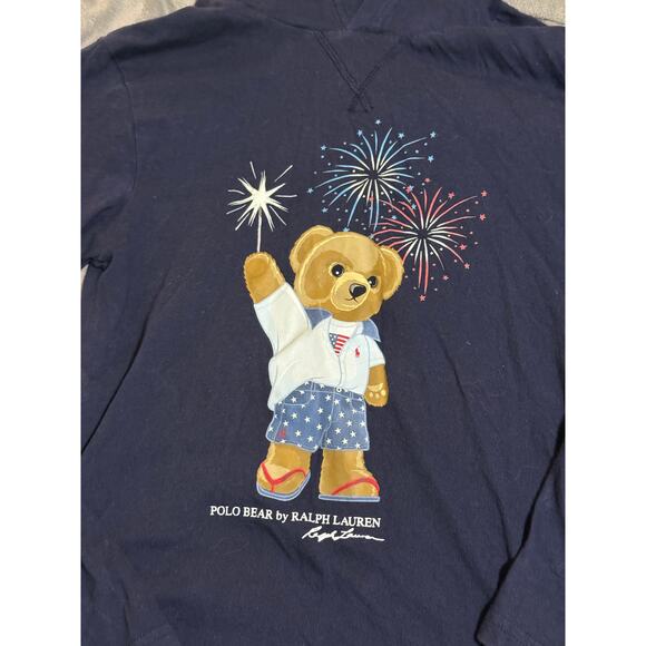 Polo Ralph Lauren Blue Hoodie Lightweight Long Sleeve Shirt Kid SZ Medium 10-12 - Picture 3 of 5